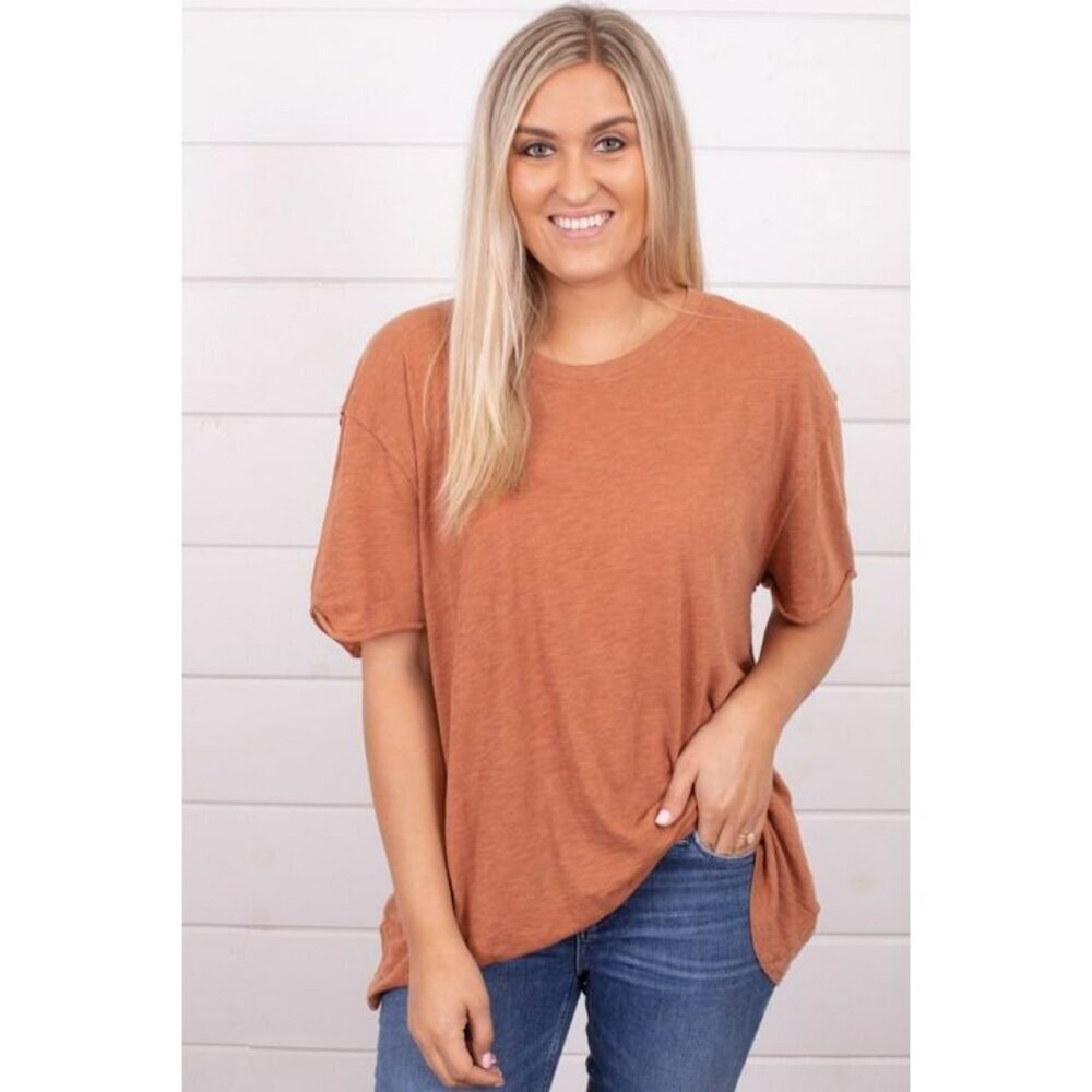Free People We The Free Clarity Ringer Top Brick Oversized M